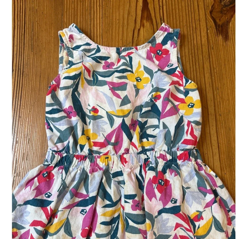 Carter's Floral Dress‎ Kids Multi-Color Linen Blend Cutout Back SIZE 6/6x
